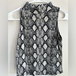 Caution to the Wind Sleeveless Snake Print Top Mock Neck